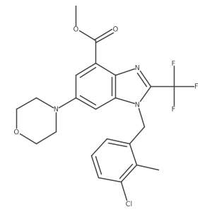 methyl 1-[(3-chloro-2-methylphenyl)methyl]-6-(4-morpholinyl)-2-(trifluoromethyl)-1H-benzimidazole-4-carboxylate结构式