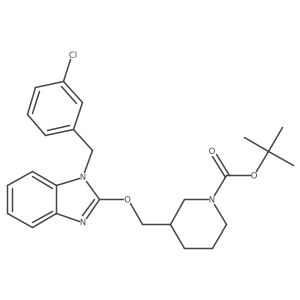 tert-Butyl 3-(((1-(3-chlorobenzyl)-1H-benzo[d]imidazol-2-yl)oxy)methyl)piperidine-1-carboxylate结构式
