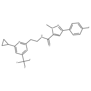 N-(2-(4-cyclopropyl-6-(trifluoromethyl)pyrimidin-2-yl)ethyl)-3-(4-fluorophenyl)-1-methyl-1H-pyrazole-5-carboxamide结构式