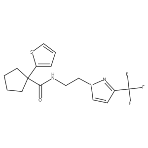 1-(thiophen-2-yl)-N-(2-(3-(trifluoromethyl)-1H-pyrazol-1-yl)ethyl)cyclopentanecarboxamide Structure