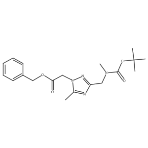 benzyl 2-(3-(((tert-butoxycarbonyl)(methyl)amino)methyl)-5-methyl-1H-1,2,4-triazol-1-yl)acetate结构式