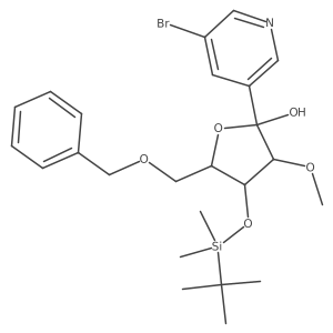 (2S,3R,4R,5R)-5-(benzyloxymethyl)-2-(5-bromo-3-pyridyl)-4-[tert-butyl(dimethyl)silyl]oxy-3-methoxy-tetrahydrofuran-2-ol Structure
