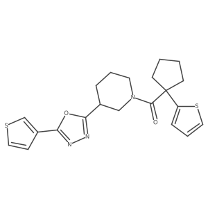 (1-(Thiophen-2-yl)cyclopentyl)(3-(5-(thiophen-3-yl)-1,3,4-oxadiazol-2-yl)piperidin-1-yl)methanone结构式