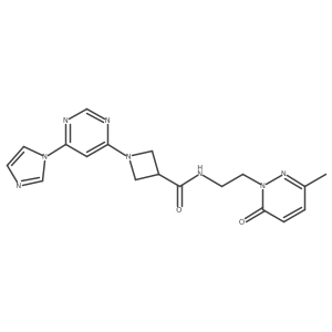 1-(6-(1H-imidazol-1-yl)pyrimidin-4-yl)-N-(2-(3-methyl-6-oxopyridazin-1(6H)-yl)ethyl)azetidine-3-carboxamide结构式