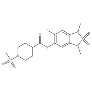N-(6-fluoro-1,3-dimethyl-2,2-dioxido-1,3-dihydrobenzo[c][1,2,5]thiadiazol-5-yl)-1-(methylsulfonyl)piperidine-4-carboxamide Structure