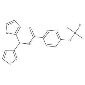 N-(thiophen-2-yl(thiophen-3-yl)methyl)-4-(trifluoromethoxy)benzamide结构式