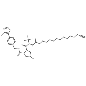 (2R,4S)-1-[(2S)-3,3-dimethyl-2-[[2-[2-[2-(2-prop-2-ynoxyethoxy)ethoxy]ethoxy]acetyl]amino]butanoyl]-4-hydroxy-N-[[4-(4-methylthiazol-5-yl)phenyl]methyl]pyrrolidine-2-carboxamide Structure