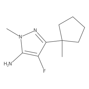 4-fluoro-1-methyl-3-(1-methylcyclopentyl)-1H-pyrazol-5-amine结构式