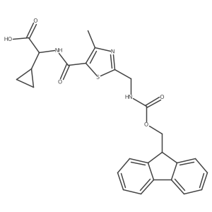 2-cyclopropyl-2-({2-[({[(9H-fluoren-9-yl)methoxy]carbonyl}amino)methyl]-4-methyl-1,3-thiazol-5-yl}formamido)acetic acid Structure