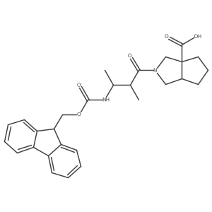 2-[3-({[(9H-fluoren-9-yl)methoxy]carbonyl}amino)-2-methylbutanoyl]-octahydrocyclopenta[c]pyrrole-3a-carboxylic acid结构式