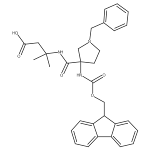 3-{[1-benzyl-3-({[(9H-fluoren-9-yl)methoxy]carbonyl}amino)pyrrolidin-3-yl]formamido}-3-methylbutanoic acid Structure