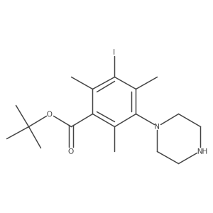 Tert-butyl 3-iodo-2,4,6-trimethyl-5-(piperazin-1-yl)benzoate结构式