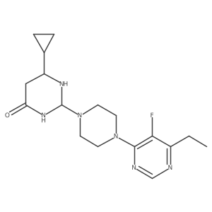 6-Cyclopropyl-2-[4-(6-ethyl-5-fluoropyrimidin-4-yl)piperazin-1-yl]-1,3-diazinan-4-one结构式