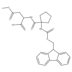 (2S)-2-{[3-({[(9H-fluoren-9-yl)methoxy]carbonyl}amino)oxolan-3-yl]formamido}-4-methoxy-4-oxobutanoic acid结构式