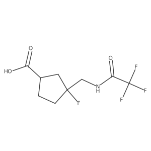 rac-(1R,3S)-3-fluoro-3-[(trifluoroacetamido)methyl]cyclopentane-1-carboxylic acid结构式