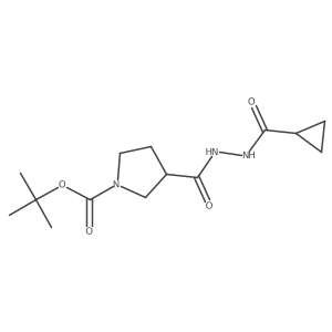 Tert-butyl 3-(2-(cyclopropanecarbonyl)hydrazine-1-carbonyl)pyrrolidine-1-carboxylate结构式