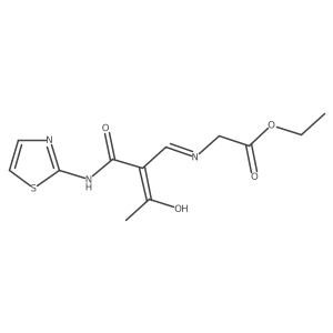 Ethyl 2-[[3-hydroxy-2-(1,3-thiazol-2-ylcarbamoyl)but-2-enylidene]amino]acetate结构式