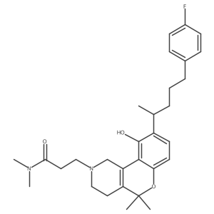 3-[9-[5-(4-fluorophenyl)pentan-2-yl]-10-hydroxy-5,5-dimethyl-3,4-dihydro-1H-chromeno[4,3-c]pyridin-2-yl]-N,N-dimethylpropanamide结构式