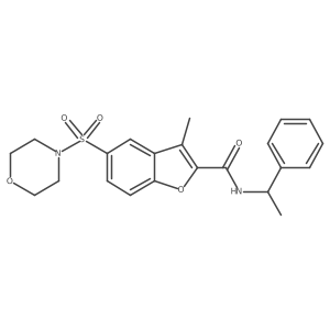 3-Methyl-5-(morpholinosulfonyl)-N-(1-phenylethyl)benzofuran-2-carboxamide结构式