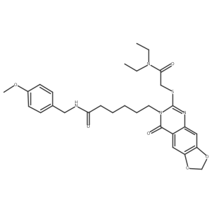 6-[6-{[2-(diethylamino)-2-oxoethyl]thio}-8-oxo[1,3]dioxolo[4,5-g]quinazolin-7(8H)-yl]-N-(4-methoxybenzyl)hexanamide Structure