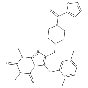 7-[(2,5-dimethylphenyl)methyl]-8-[[4-(furan-2-carbonyl)piperazin-1-yl]methyl]-1,3-dimethyl-5H-purin-7-ium-2,6-dione结构式