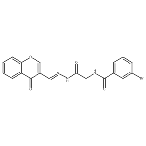 3-Bromo-N-(2-oxo-2-(2-((4-oxo-4H-chromen-3-yl)methylene)hydrazinyl)ethyl)benzamide结构式