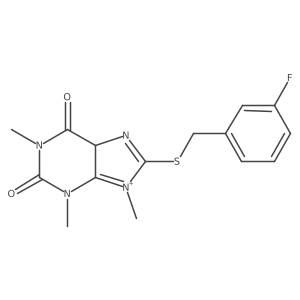 8-[(3-fluorophenyl)methylsulfanyl]-1,3,9-trimethyl-5H-purin-9-ium-2,6-dione结构式