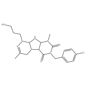 7-[(4-chlorophenyl)methyl]-1-(3-hydroxypropyl)-3,9-dimethyl-1H,4H,6H,7H,8H,9H-[1,2,4]triazino[4,3-g]purine-6,8-dione结构式