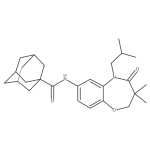 N-[3,3-dimethyl-5-(2-methylpropyl)-4-oxo-2,3,4,5-tetrahydro-1,5-benzoxazepin-7-yl]adamantane-1-carboxamide结构式