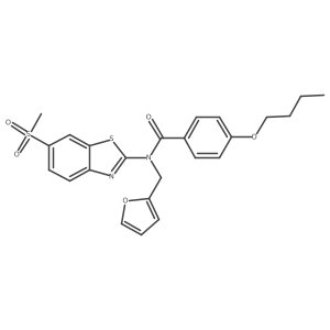 4-butoxy-N-(furan-2-ylmethyl)-N-(6-(methylsulfonyl)benzo[d]thiazol-2-yl)benzamide结构式