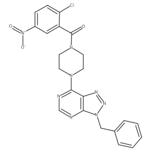 (4-(3-benzyl-3H-[1,2,3]triazolo[4,5-d]pyrimidin-7-yl)piperazin-1-yl)(2-chloro-5-nitrophenyl)methanone结构式