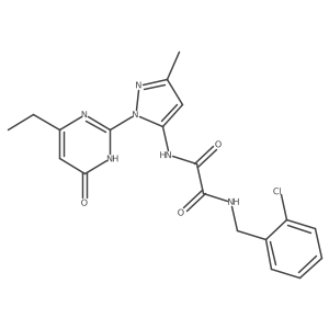 N1-(2-chlorobenzyl)-N2-(1-(4-ethyl-6-oxo-1,6-dihydropyrimidin-2-yl)-3-methyl-1H-pyrazol-5-yl)oxalamide结构式