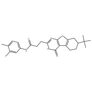 3-(7-tert-butyl-4-oxo-3,4,5,6,7,8-hexahydro[1]benzothieno[2,3-d]pyrimidin-2-yl)-N-(3-fluoro-4-methylphenyl)propanamide结构式