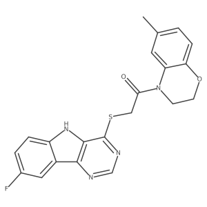 2-((8-fluoro-5H-pyrimido[5,4-b]indol-4-yl)thio)-1-(6-methyl-2H-benzo[b][1,4]oxazin-4(3H)-yl)ethanone Structure