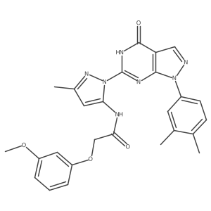 N-(1-(1-(3,4-dimethylphenyl)-4-oxo-4,5-dihydro-1H-pyrazolo[3,4-d]pyrimidin-6-yl)-3-methyl-1H-pyrazol-5-yl)-2-(3-methoxyphenoxy)acetamide Structure
