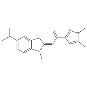N-(6-isopropyl-3-methylbenzo[d]thiazol-2(3H)-ylidene)-1,5-dimethyl-1H-pyrazole-3-carboxamide结构式