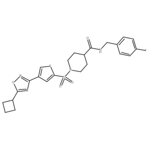 1-[[4-(5-Cyclobutyl-1,2,4-oxadiazol-3-yl)-2-thienyl]sulfonyl]-N-[(4-fluorophenyl)methyl]-4-piperidinecarboxamide Structure