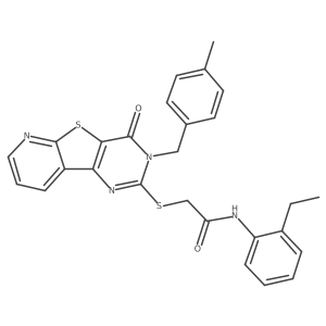 N-(2-ethylphenyl)-2-((3-(4-methylbenzyl)-4-oxo-3,4-dihydropyrido[3',2':4,5]thieno[3,2-d]pyrimidin-2-yl)thio)acetamide结构式