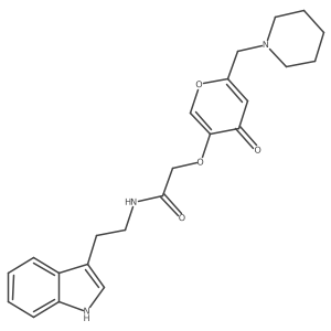 N-[2-(1H-indol-3-yl)ethyl]-2-{[4-oxo-6-(piperidin-1-ylmethyl)-4H-pyran-3-yl]oxy}acetamide Structure