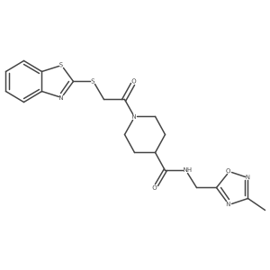 1-(2-(benzo[d]thiazol-2-ylthio)acetyl)-N-((3-methyl-1,2,4-oxadiazol-5-yl)methyl)piperidine-4-carboxamide Structure