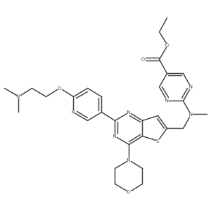Ethyl 2-[[2-[6-[2-(dimethylamino)ethoxy]pyridin-3-yl]-4-morpholin-4-ylthieno[3,2-d]pyrimidin-6-yl]methyl-methylamino]pyrimidine-5-carboxylate Structure