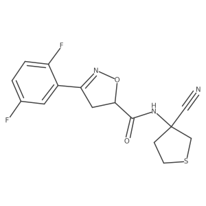N-(3-cyanothiolan-3-yl)-3-(2,5-difluorophenyl)-4,5-dihydro-1,2-oxazole-5-carboxamide结构式