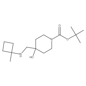 1,1-Dimethylethyl 4-hydroxy-4-{[(1-methylcyclobutyl)amino]methyl}-1-piperidinecarboxylate结构式