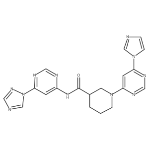 N-(6-(1H-1,2,4-triazol-1-yl)pyrimidin-4-yl)-1-(6-(1H-imidazol-1-yl)pyrimidin-4-yl)piperidine-3-carboxamide Structure