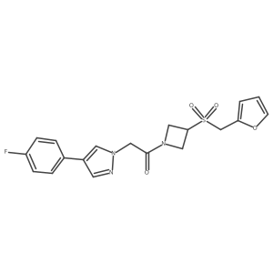 2-(4-(4-fluorophenyl)-1H-pyrazol-1-yl)-1-(3-((furan-2-ylmethyl)sulfonyl)azetidin-1-yl)ethanone结构式