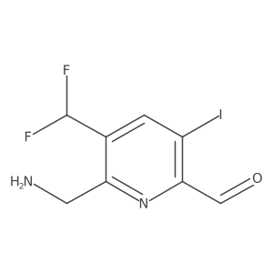 2-(Aminomethyl)-3-(difluoromethyl)-5-iodopyridine-6-carboxaldehyde结构式