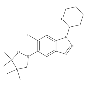 6-fluoro-1-(tetrahydro-2H-pyran-2-yl)-5-(4,4,5,5-tetramethyl-1,3,2-dioxaborolan-2-yl)-1H-indazole Structure