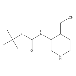 trans-(4-Hydroxymethyl-piperidin-3-yl)-carbamic acid tert-butyl ester结构式