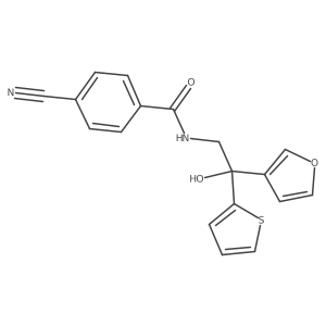 4-cyano-N-(2-(furan-3-yl)-2-hydroxy-2-(thiophen-2-yl)ethyl)benzamide结构式