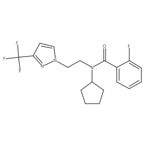 N-cyclopentyl-2-fluoro-N-(2-(3-(trifluoromethyl)-1H-pyrazol-1-yl)ethyl)benzamide结构式